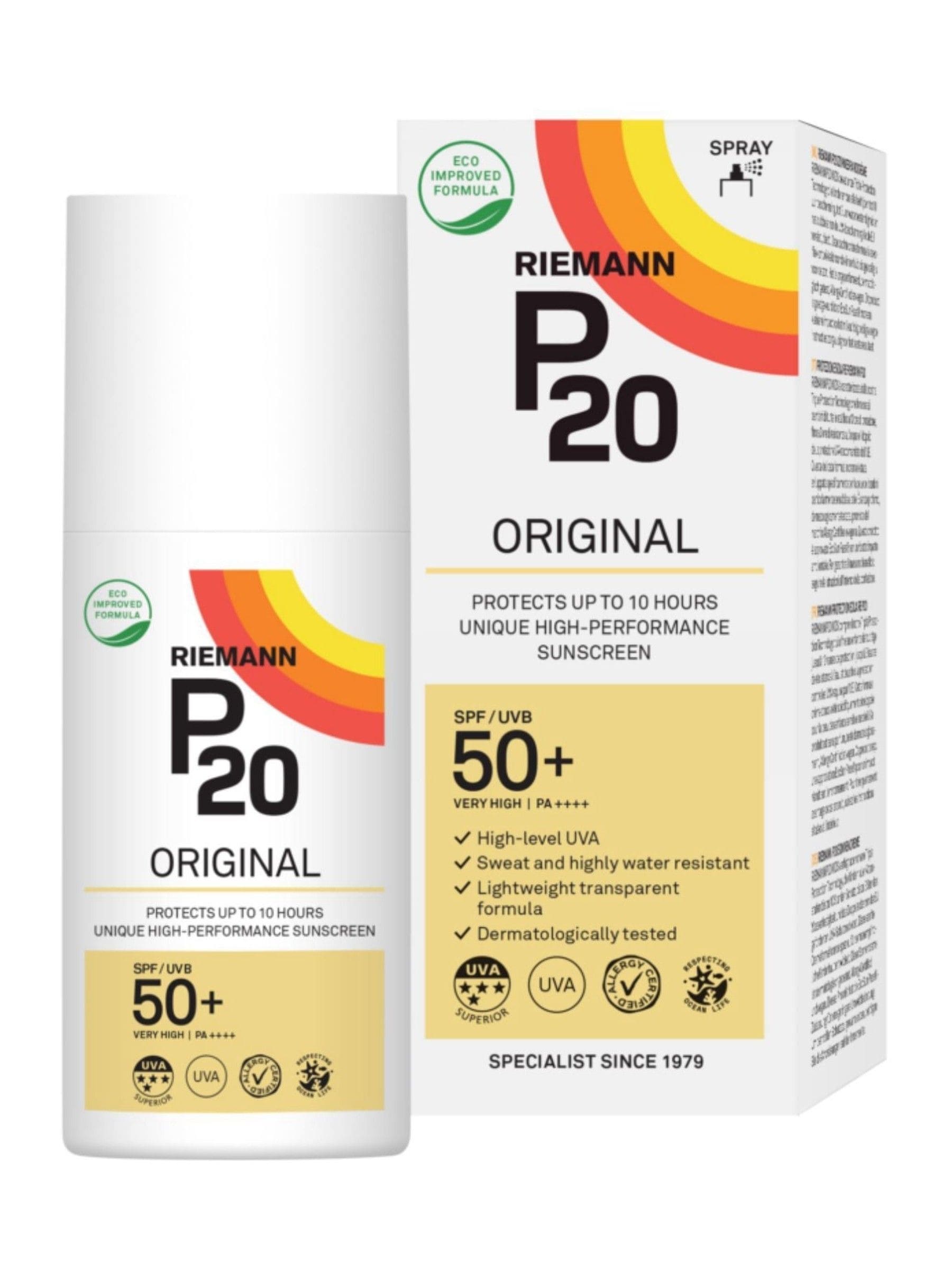P20 Original SPF 50+ Oil Spray Suncream 100ml, imported from the UK