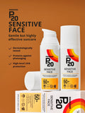 P20 SPF50+ suncream for sensitive face, UK version