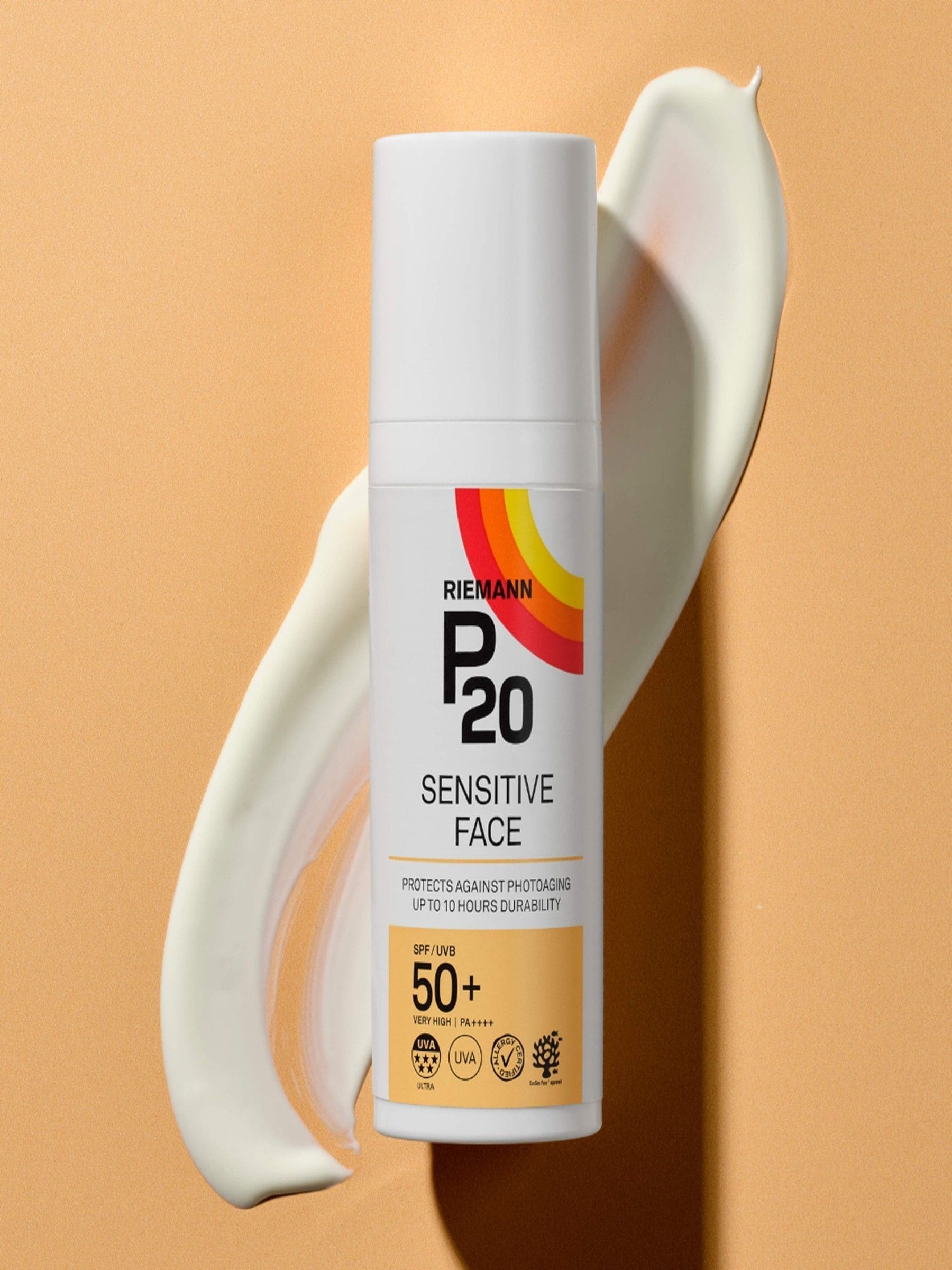 P20 SPF50+ suncream for sensitive face, UK version