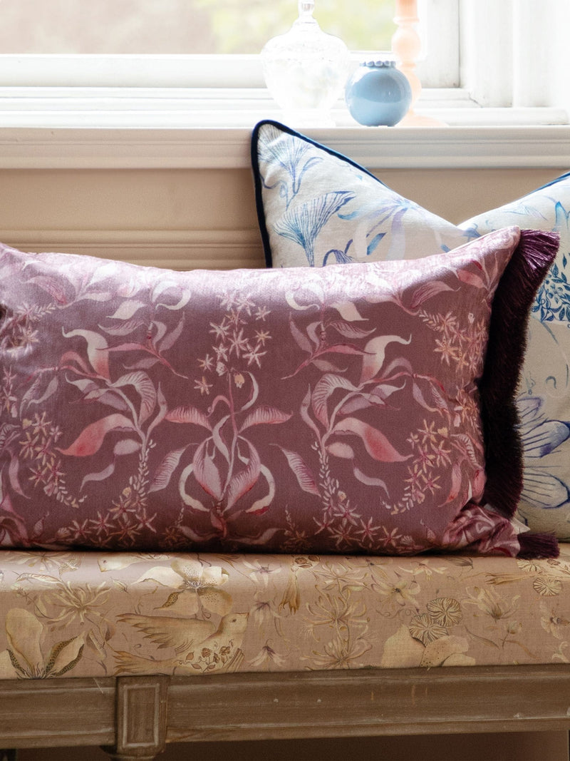 Voyage Maison printed ruched fringe cushion 60x40cm - British product