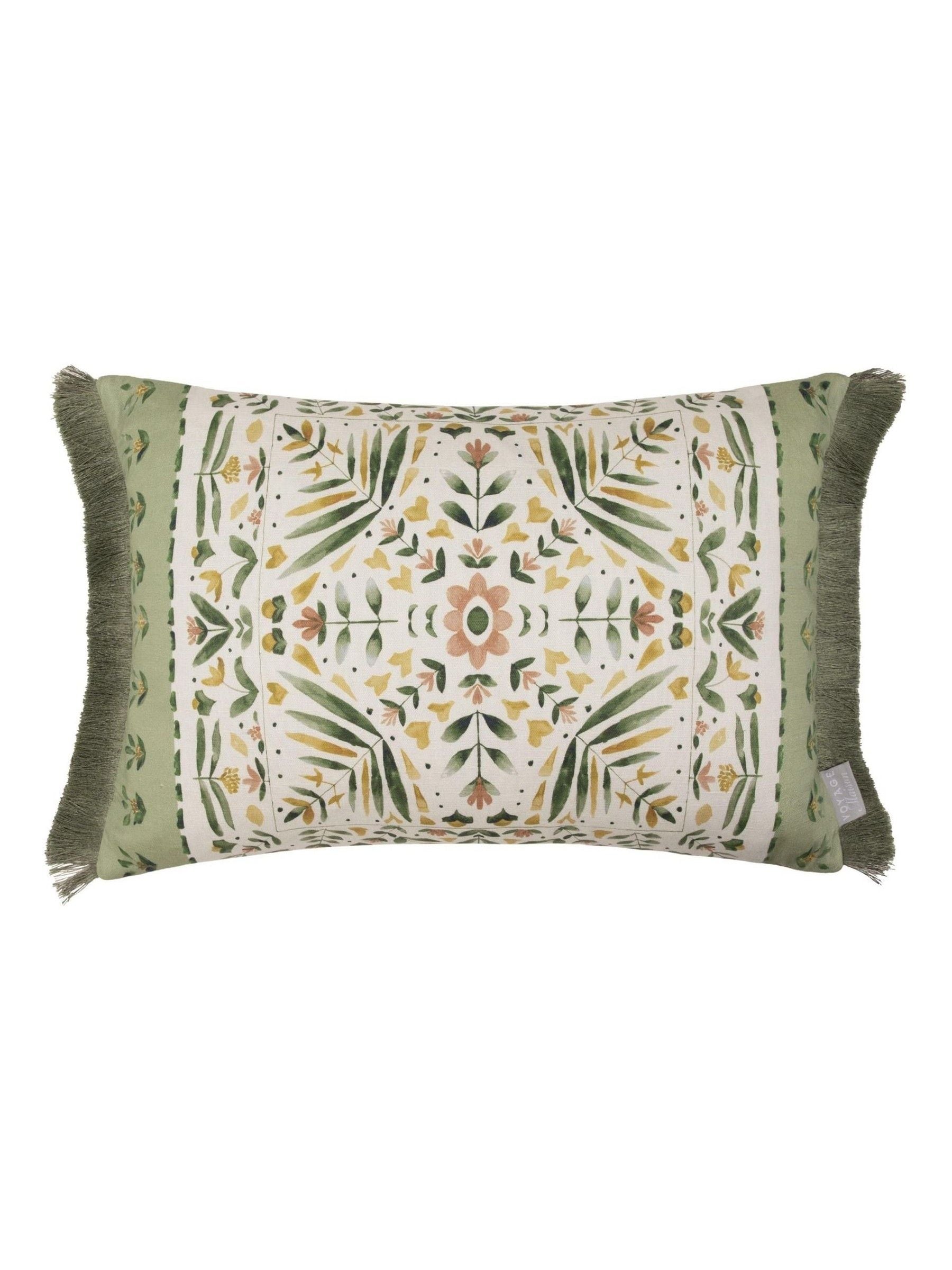 Voyage Maison printed fringe cushion Sage Kari 40x60cm (British brand)