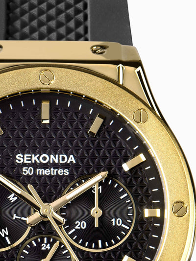 42mm vergoldete Sportuhr mit Silikonarmband und 50m Wasserdichtigkeit