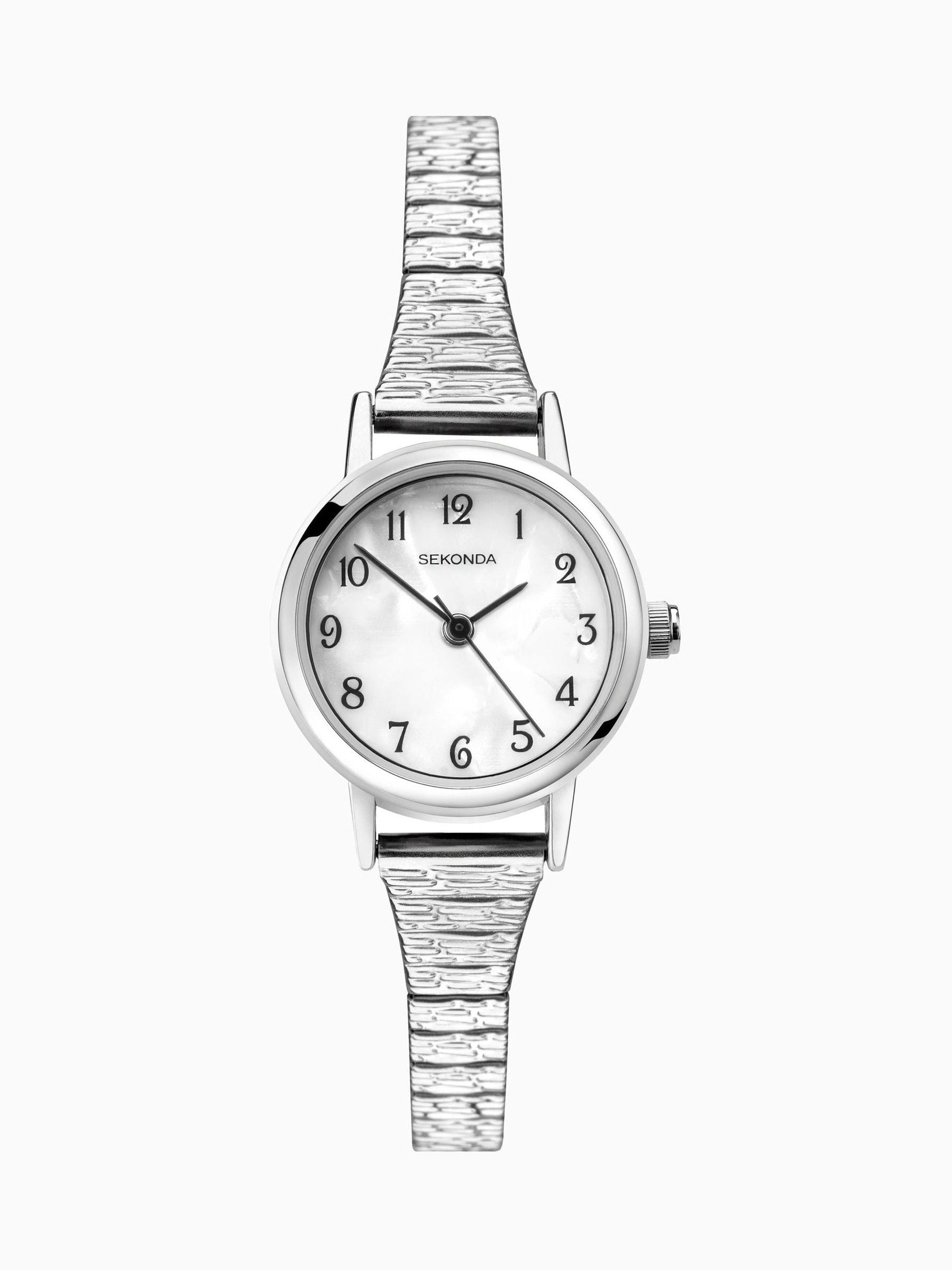Women's Analogue Watch with Stainless Steel Expanding Bracelet and White Dial, 23mm Case