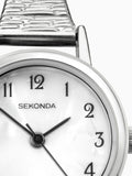 Women's Analogue Watch with Stainless Steel Expanding Bracelet and White Dial, 23mm Case