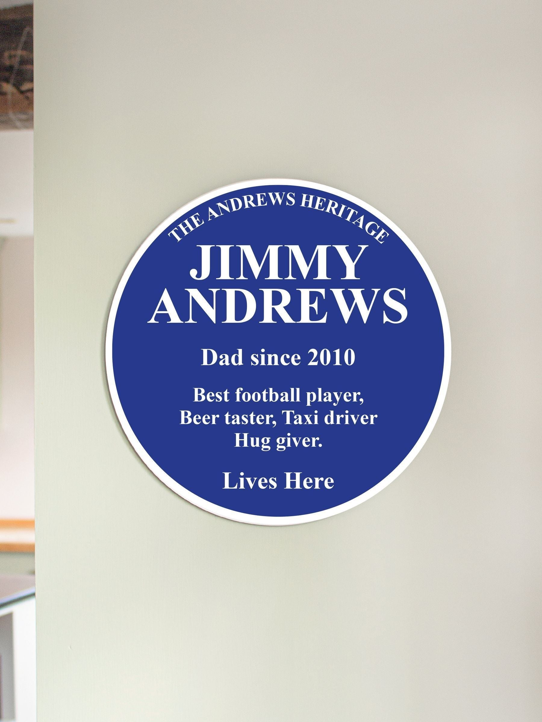 Jonnys Sister personalised blue heritage plaque 30cm, UK version