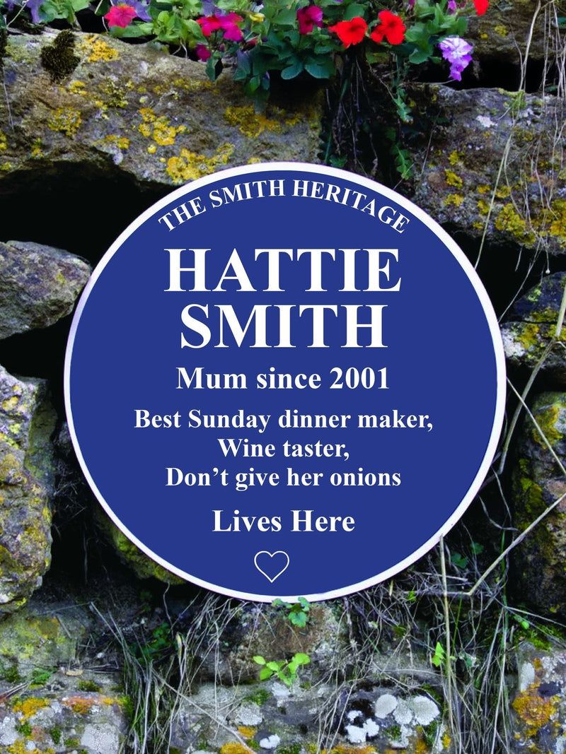 Jonnys Sister personalised blue heritage plaque 30cm, UK version
