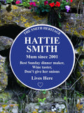 Jonnys Sister personalised blue heritage plaque 30cm, UK version