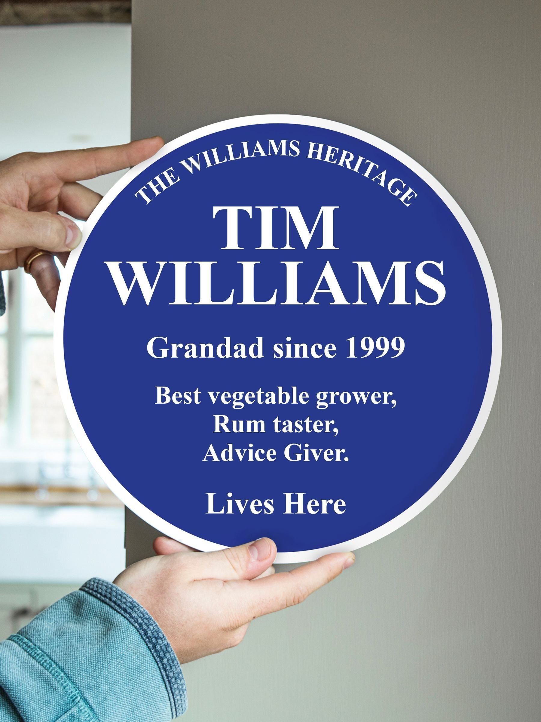 Jonnys Sister personalised blue heritage plaque 30cm, UK version