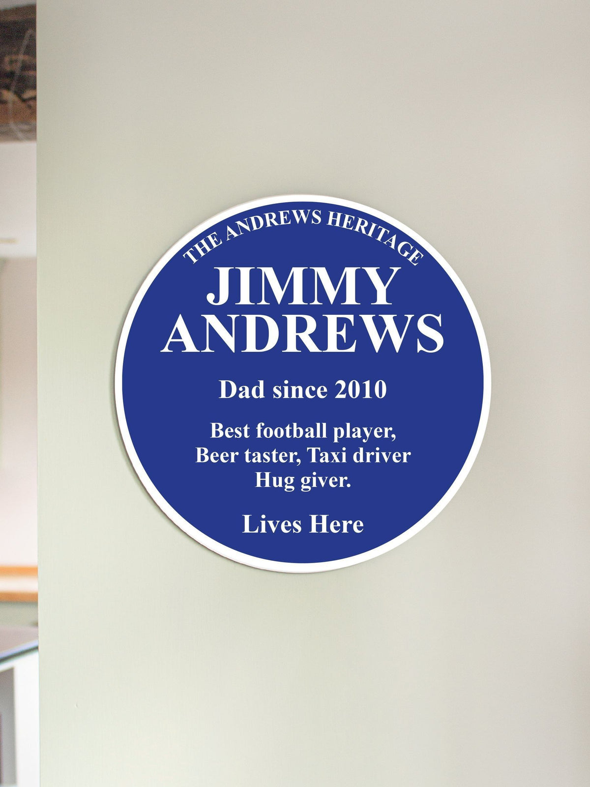Jonnys Sister personalised blue heritage plaque 30cm, UK version