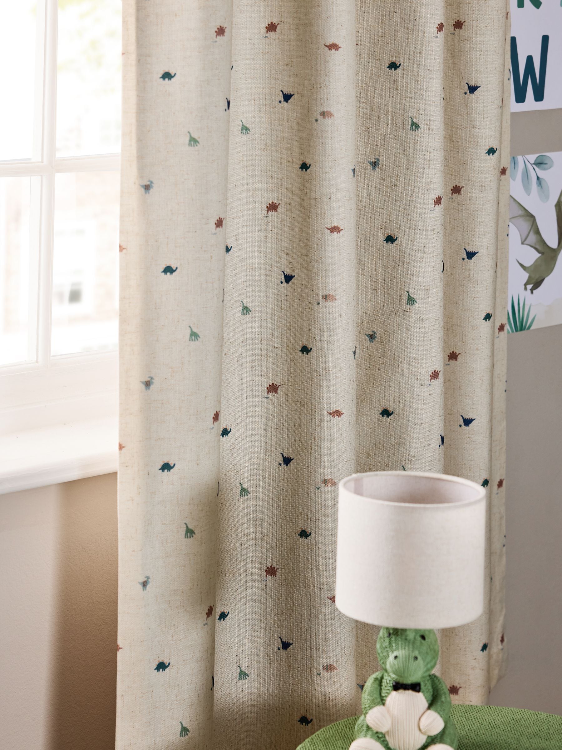 Mini Dino eyelet blackout curtains, British product