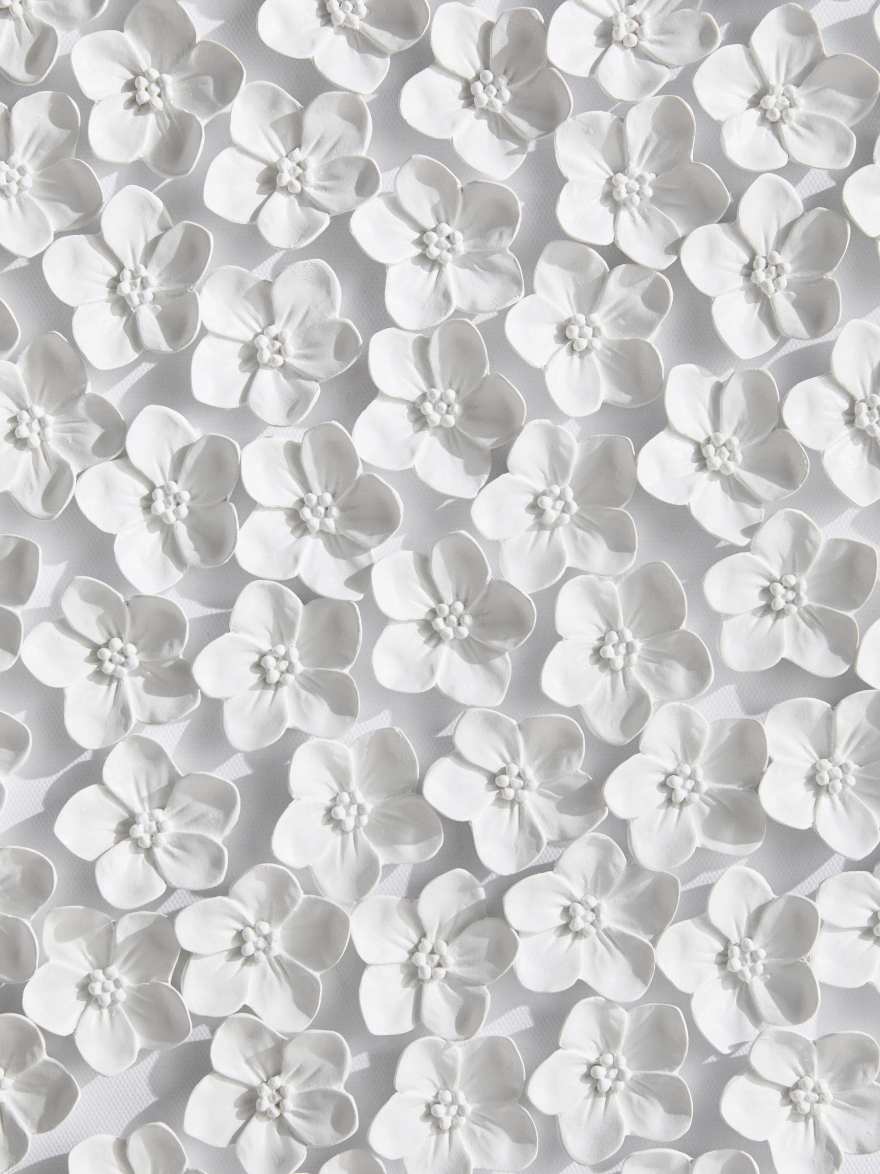 White 3D flowers framed wall art 60cm x 60cm (British brand)