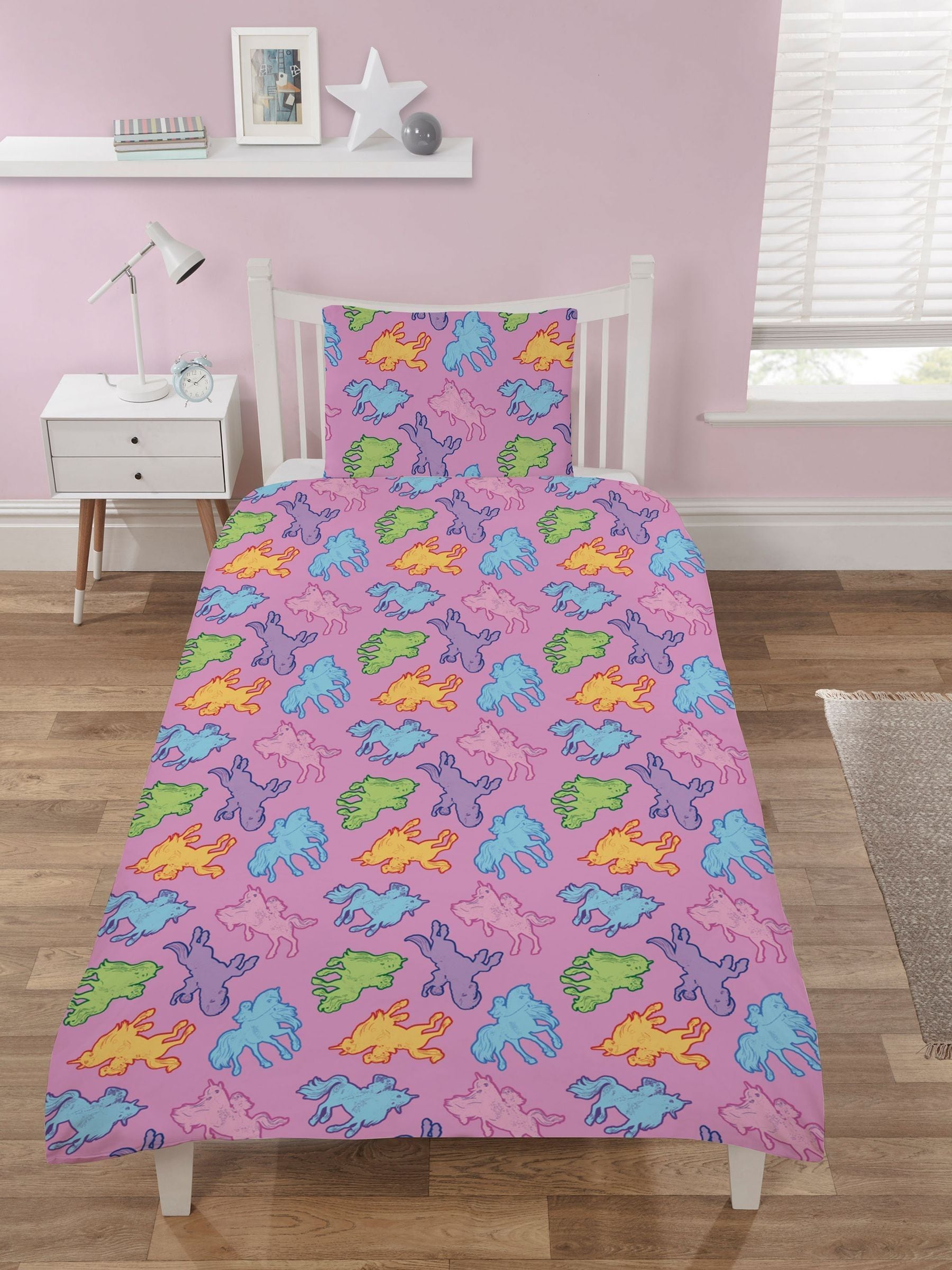 Unicorn Academy Multi Reversible Single Duvet Cover and Pillowcase Set