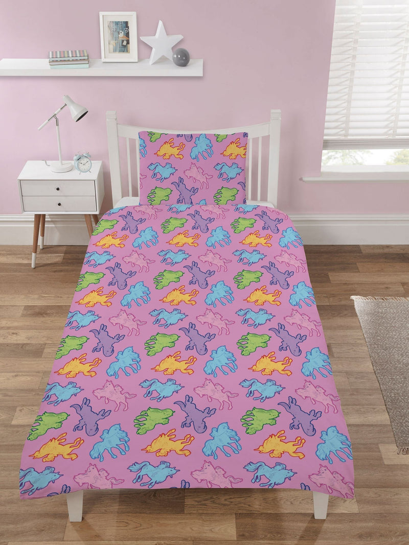 Unicorn Academy Multi Reversible Single Duvet Cover and Pillowcase Set