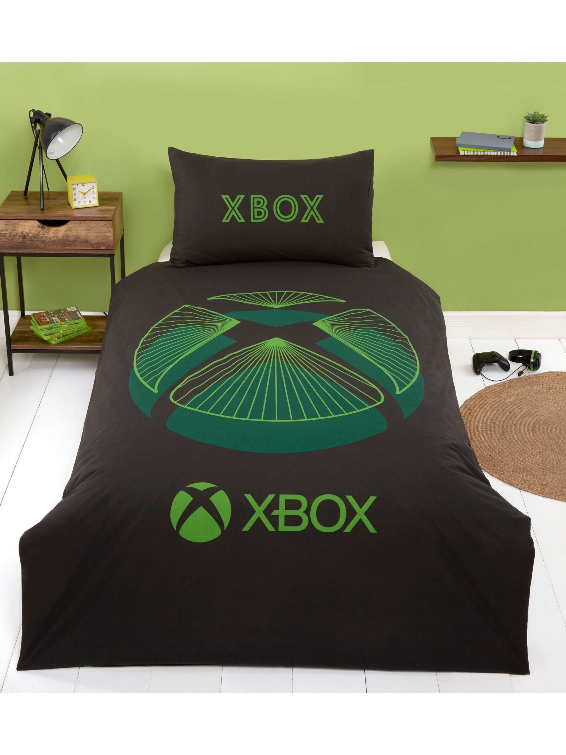 Xbox Black Reversible Single Duvet Cover and Pillowcase Set