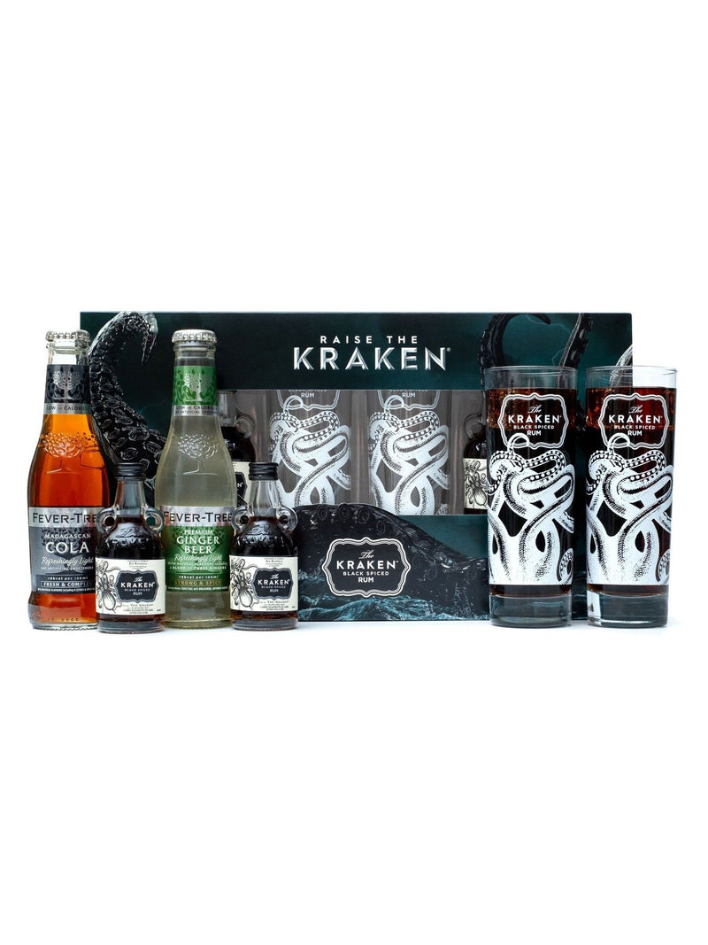 Kraken Duo Experience rum gift set with miniatures and mixers, UK version