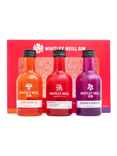 Whitley Neil Trio Sett Blodappelsin Bringebær Rabarbra Ingefær Gin Gave Sett 5cl