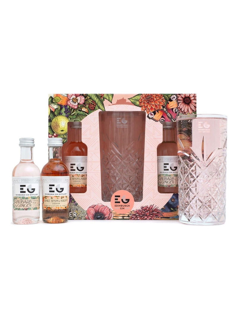 Edinburgh Gin Mandarin Orange and Rhubarb Ginger Duo Gift Set with Glass 2 x 5cl - British product