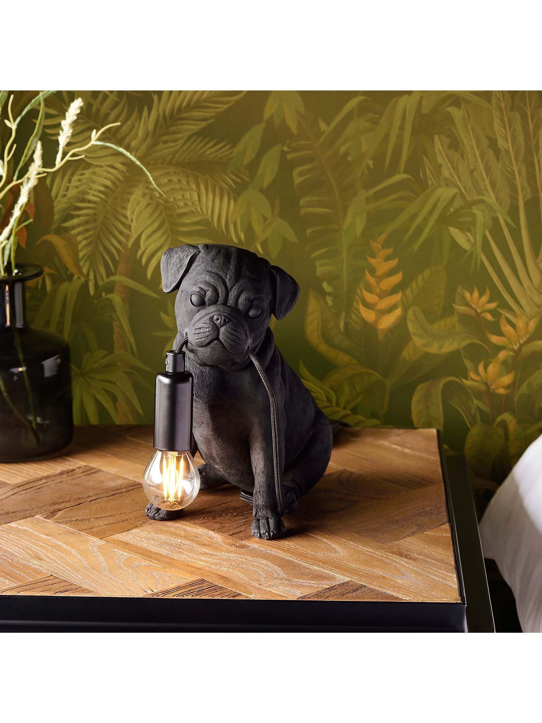 Gallery Home black pug puppy table lamp 23.5cm - British product