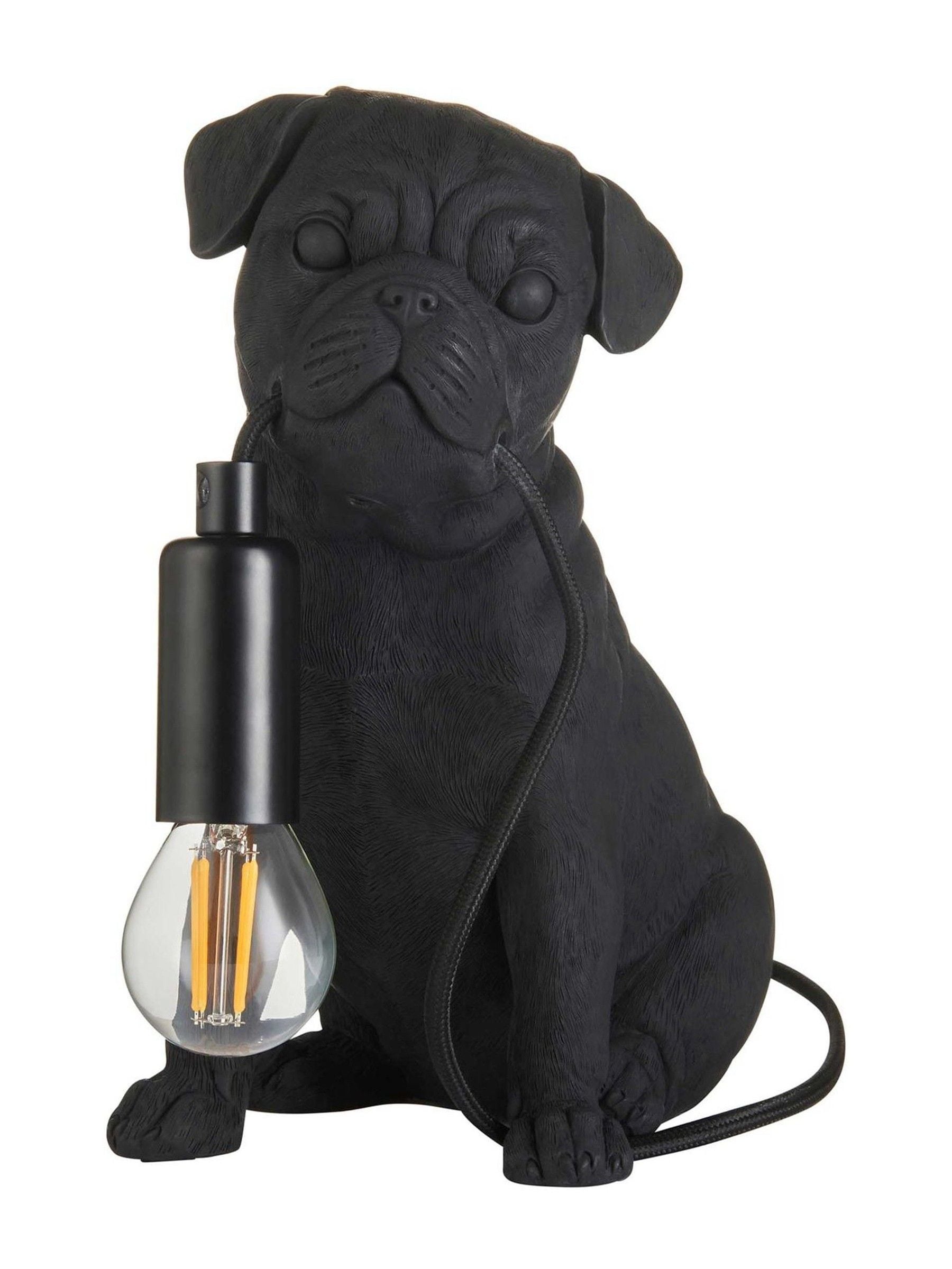 Gallery Home black pug puppy table lamp 23.5cm - British product