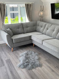 Hanlin light grey lambskin wool rug, imported from the UK