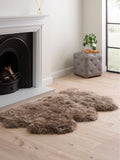 Hanlin taupe sheepskin wool rug, UK version