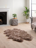 Hanlin taupe sheepskin wool rug, UK version