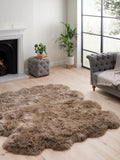 Hanlin taupe sheepskin wool rug, UK version