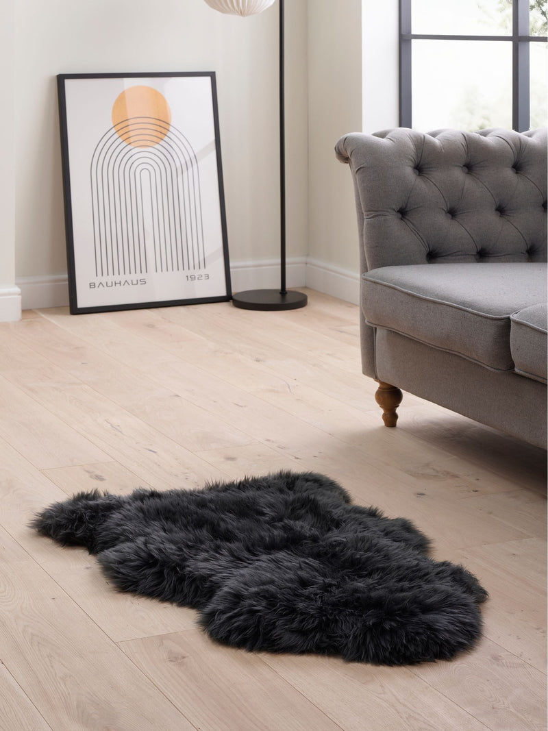 Hanlin Dark Grey Sheepskin Wool Rug