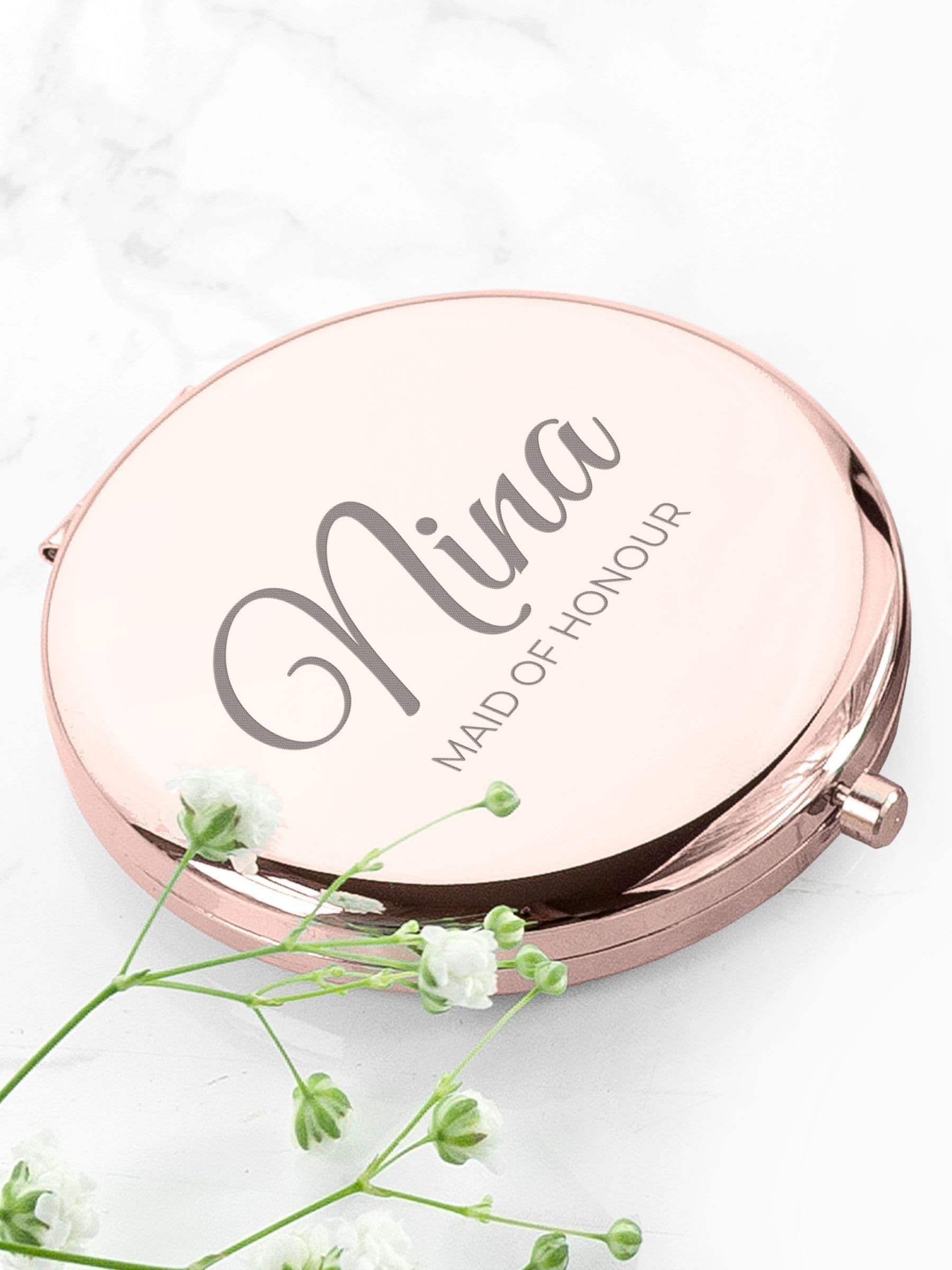 Treat Republic rose gold personalised compact mirror 7cm, imported from the UK