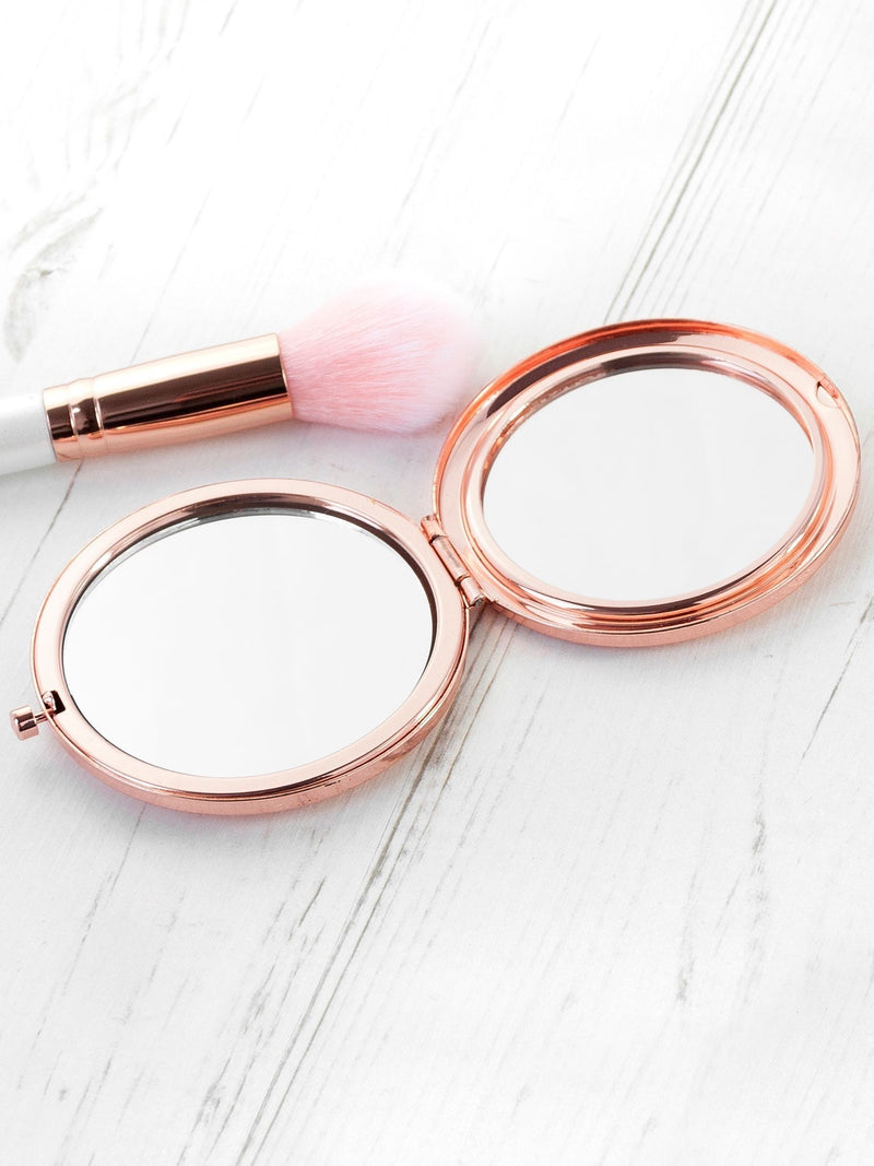 Treat Republic rose gold personalised compact mirror 7cm, imported from the UK