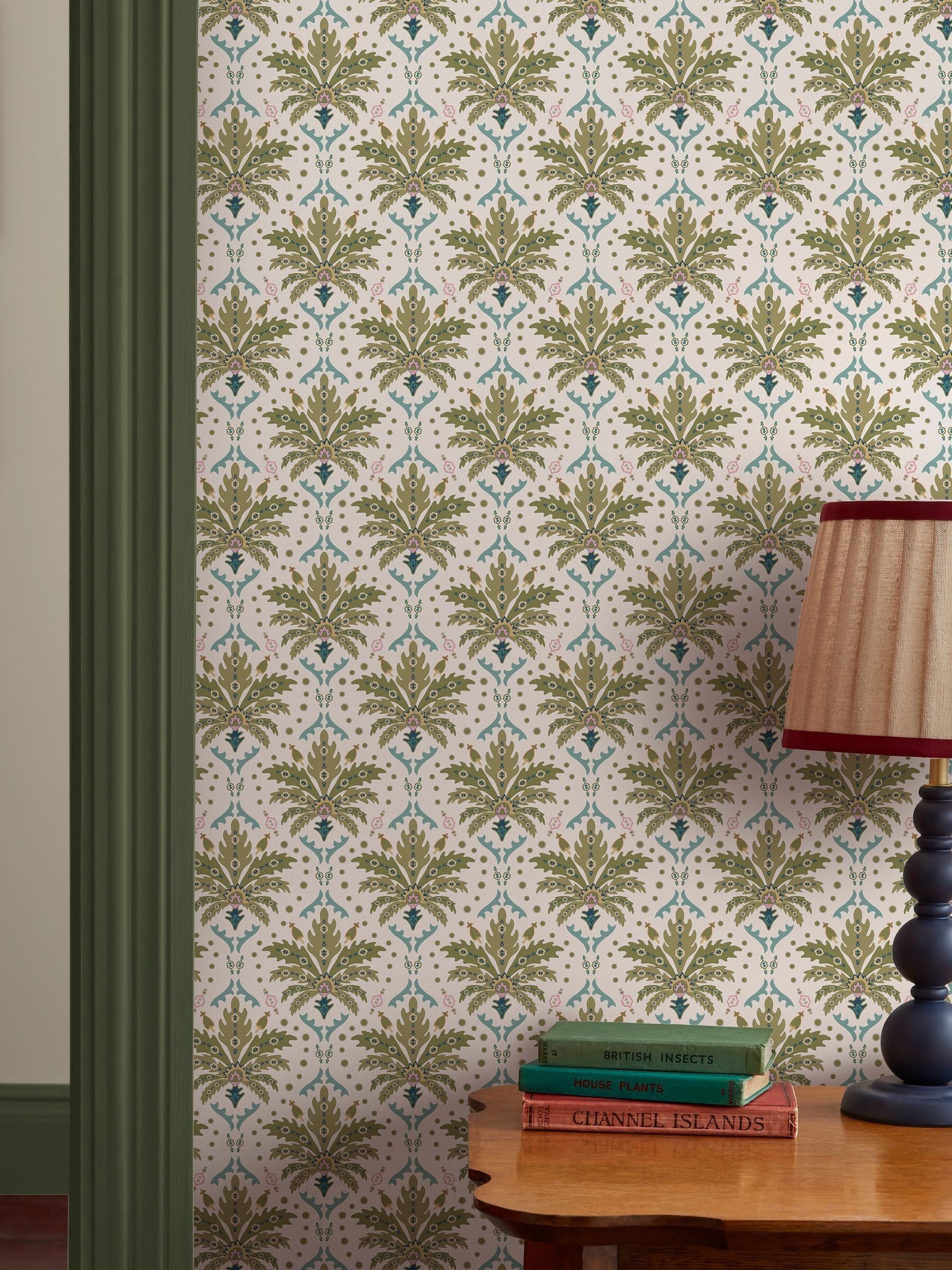 Joules wallpaper sample palm geo print A4, UK version