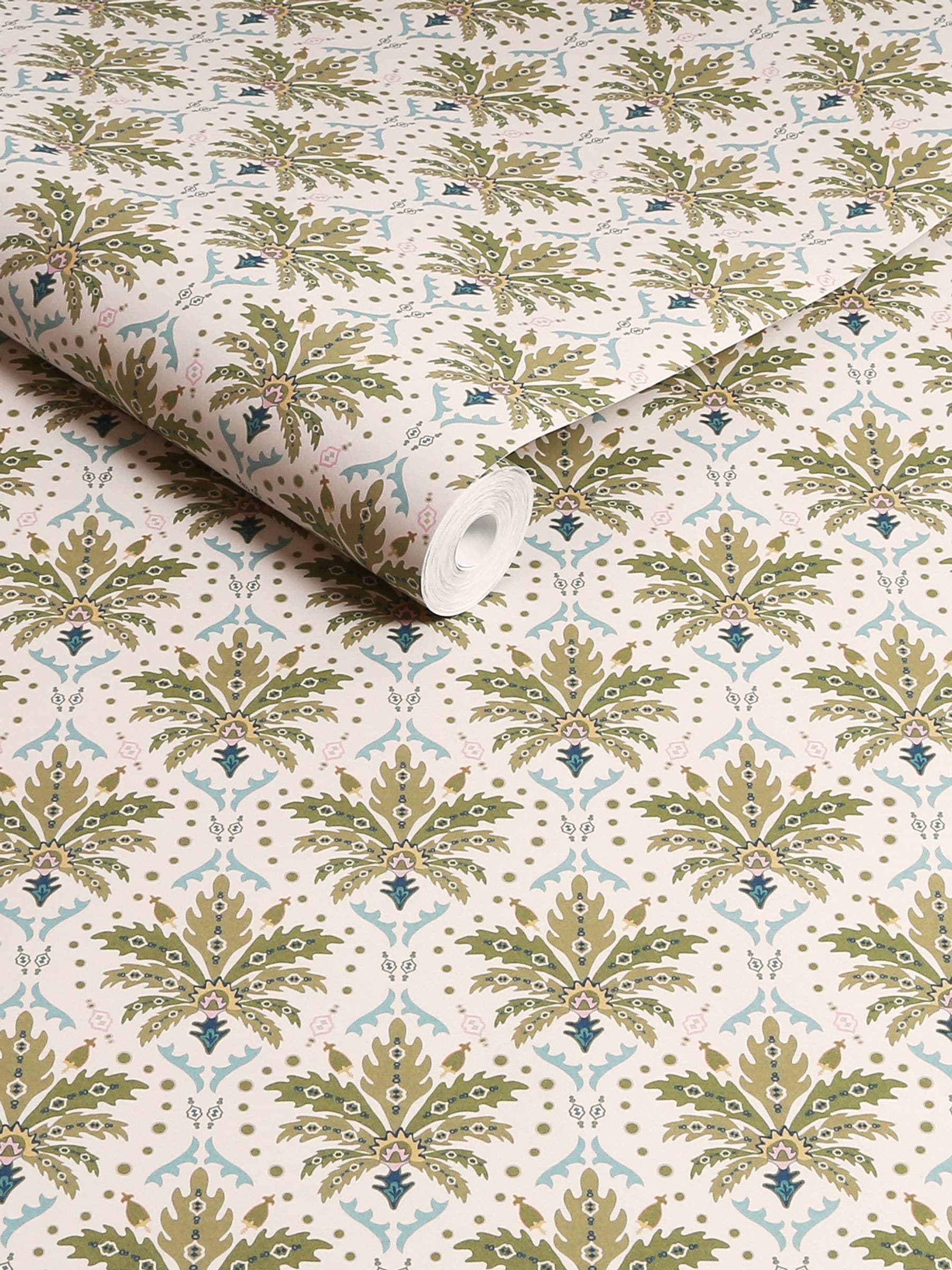 Joules wallpaper sample palm geo print A4, UK version