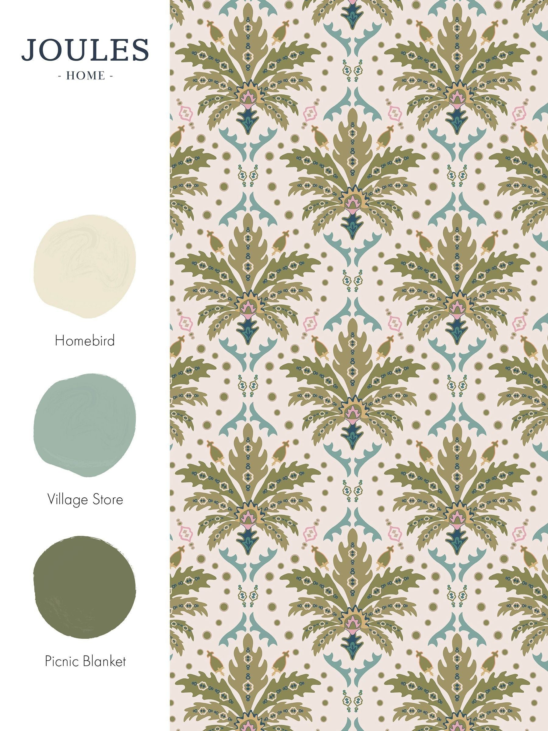 Joules wallpaper sample palm geo print A4, UK version