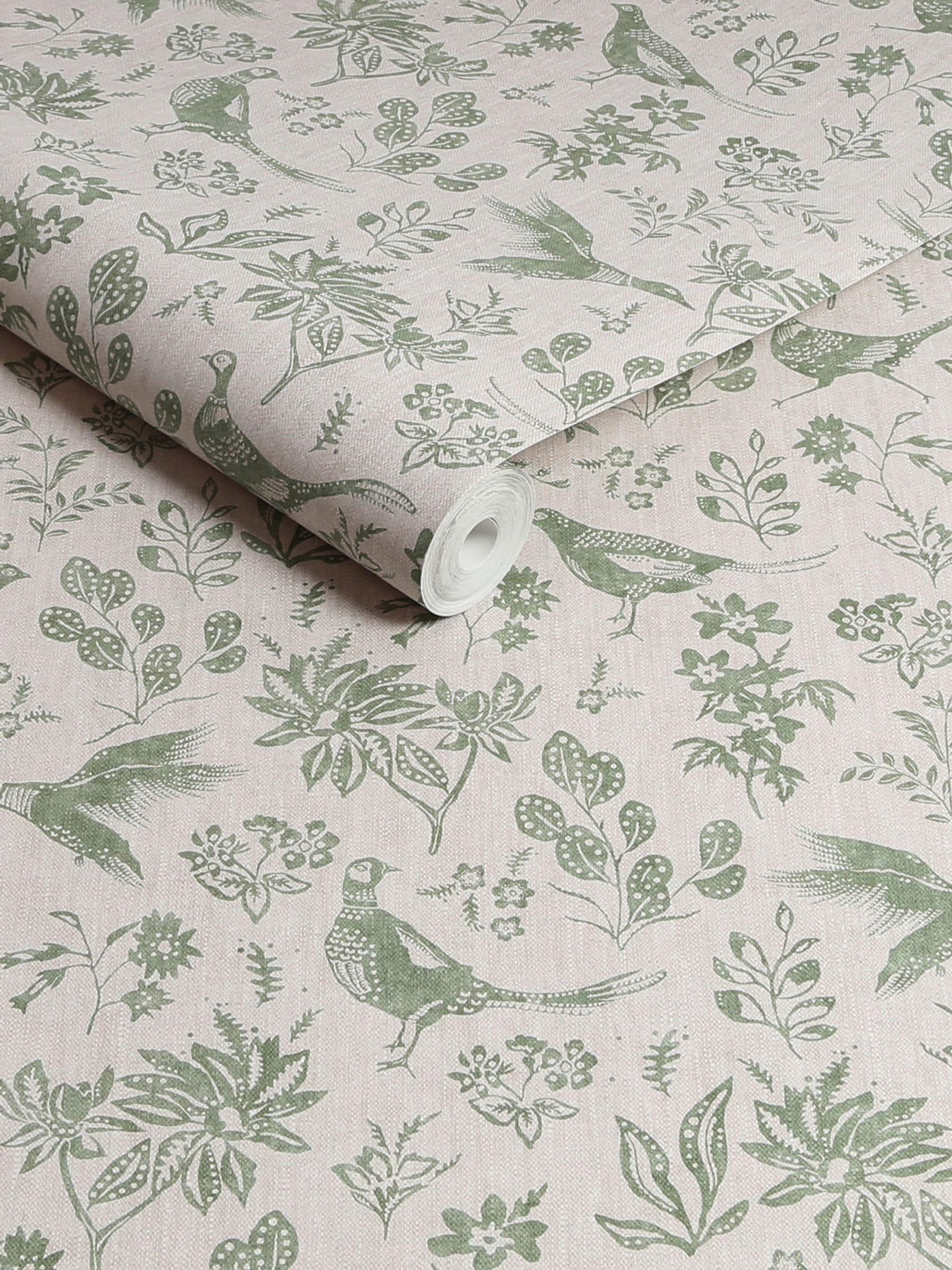 Joules green pheasant wallpaper sample A4, imported from the UK