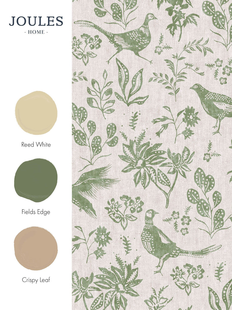 Joules green pheasant wallpaper sample A4, imported from the UK