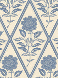 Joules Juliette floral wallpaper sample A4 in cream and blue, UK version