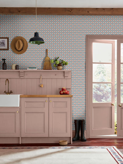 Next Joules Stately Floral Print Cream/Blue A4 Wallpaper Sample- Buy online at McGrocer