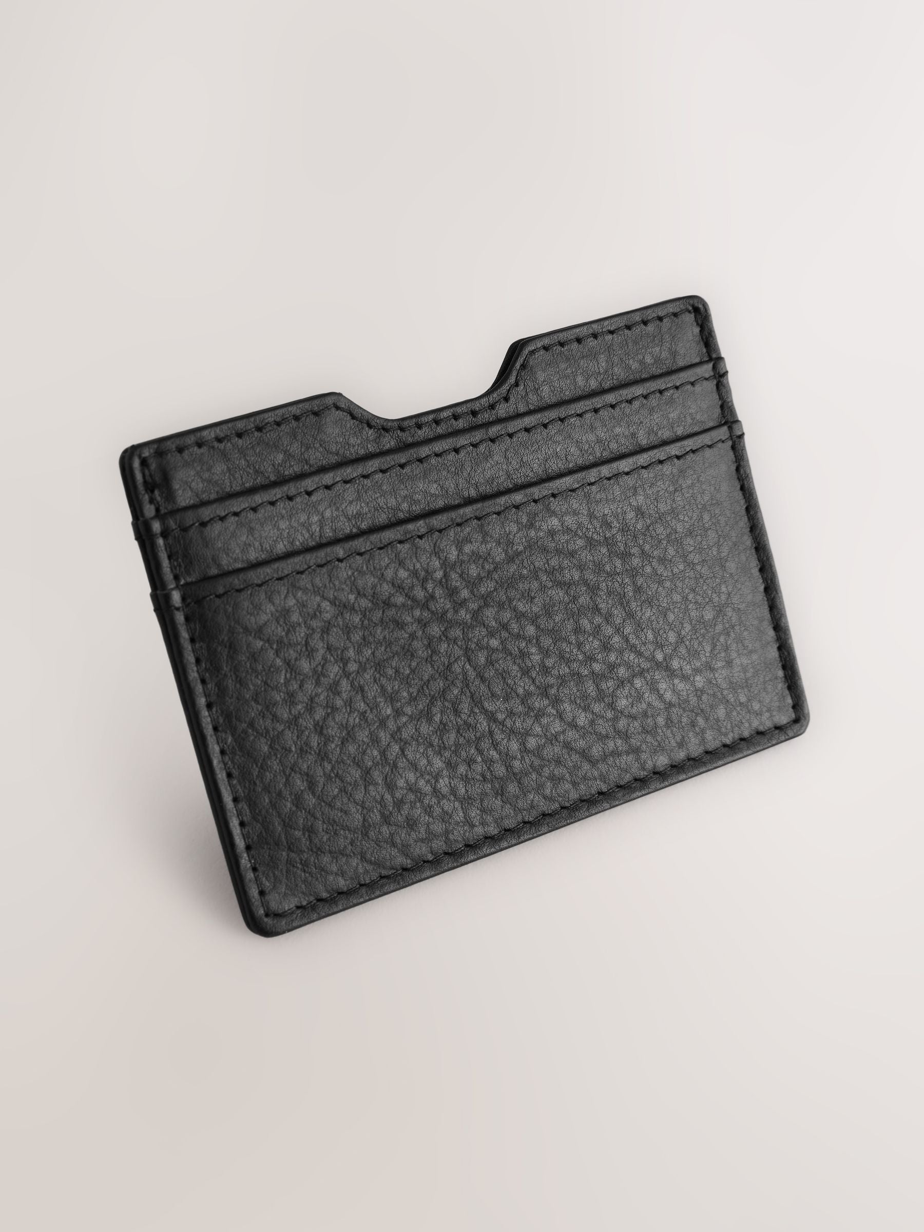 Black leather grainy card holder with RFID protection (British brand)
