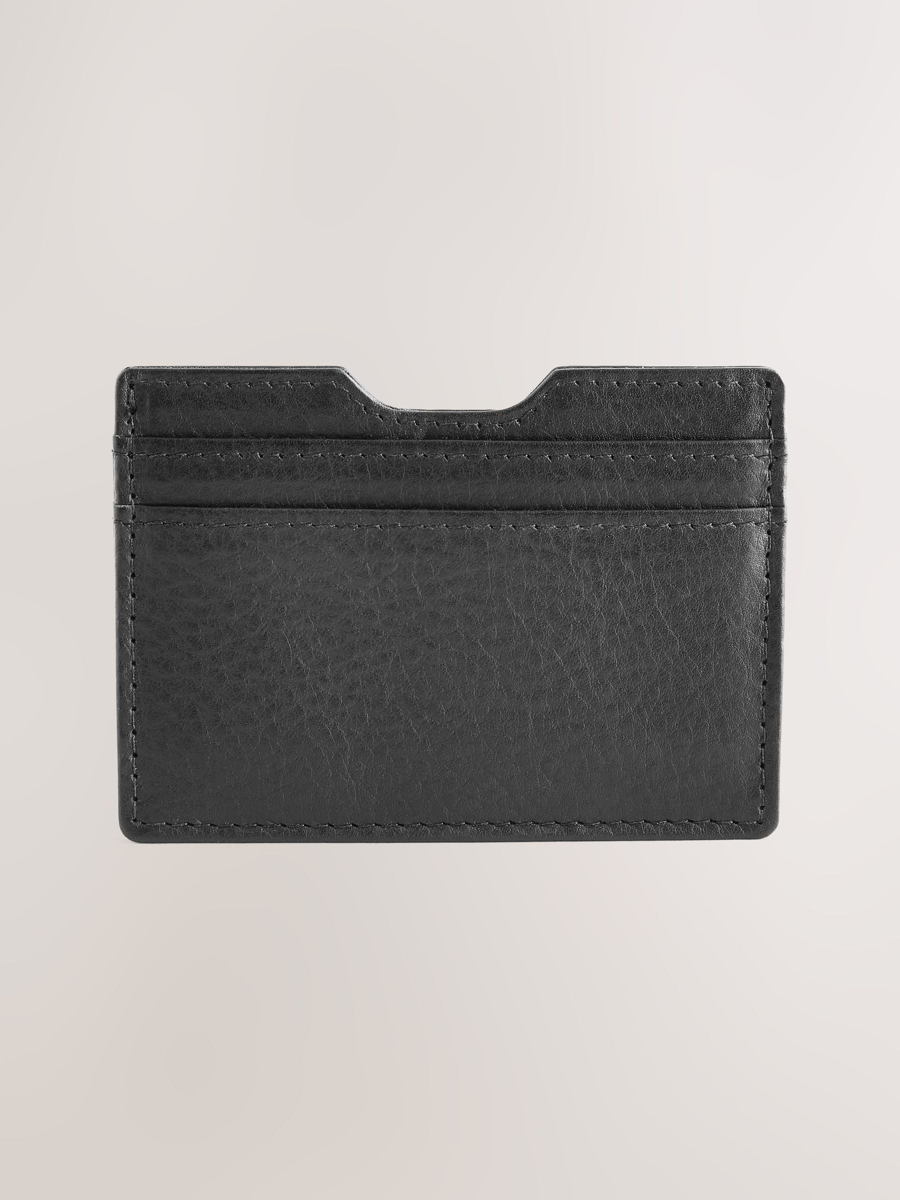 Black leather grainy card holder with RFID protection (British brand)