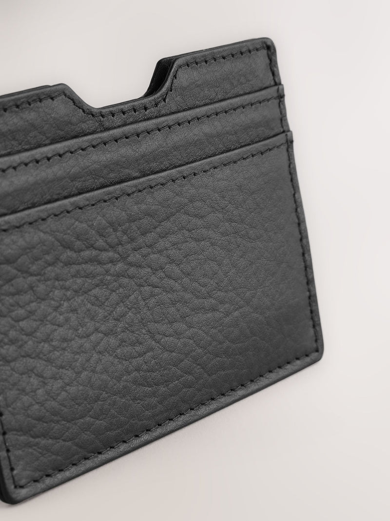Black leather grainy card holder with RFID protection (British brand)