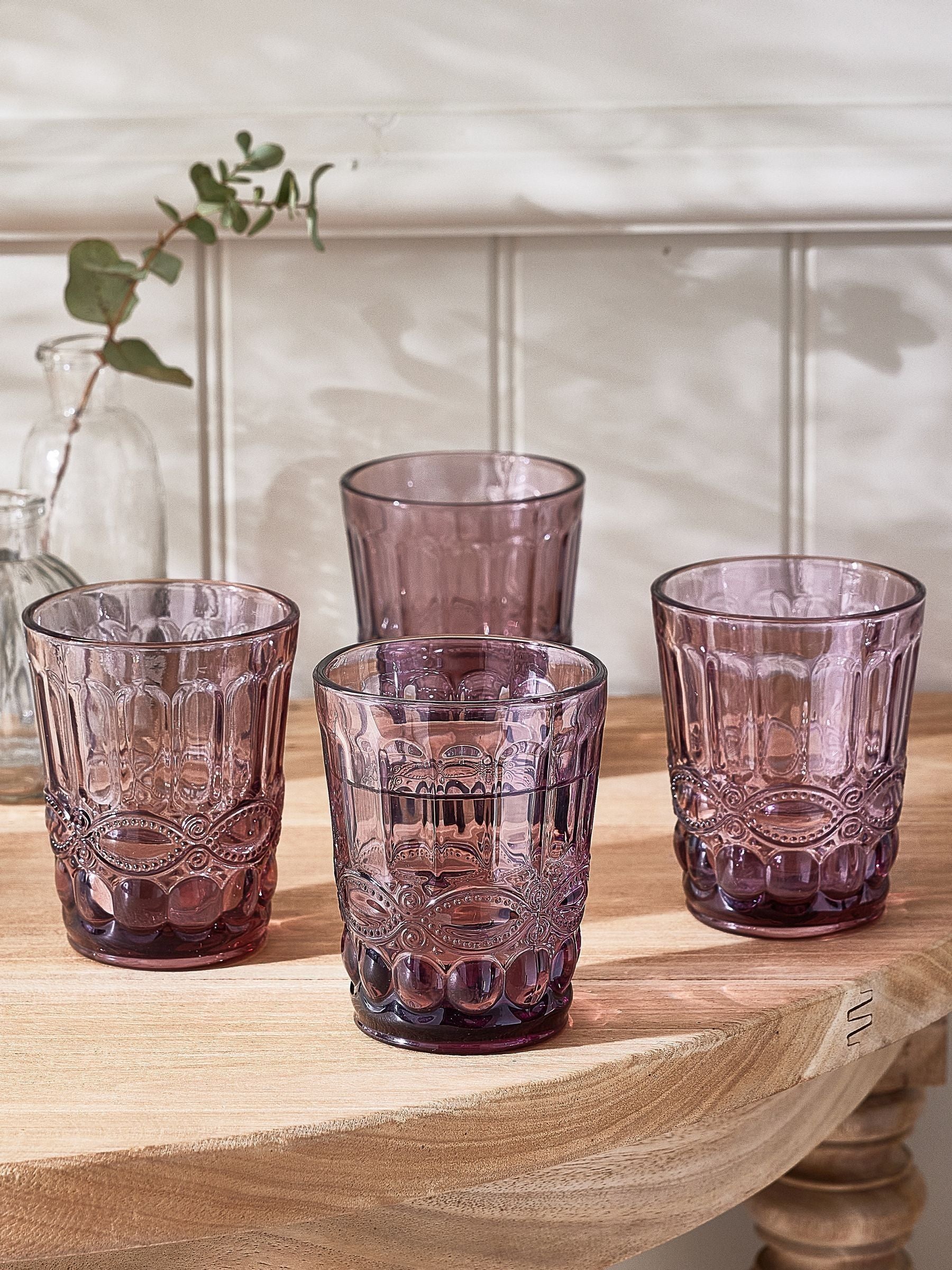 Dibor rosa Aurielle pregede tumblerglass 4-pakning, importert fra Storbritannia