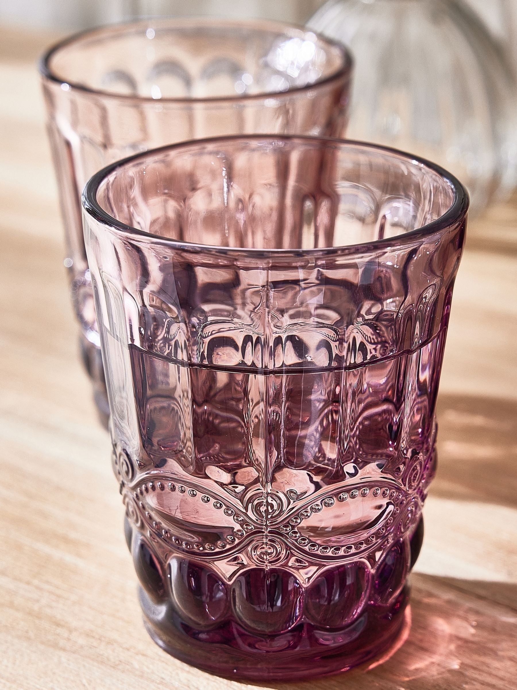 Dibor rosa Aurielle pregede tumblerglass 4-pakning, importert fra Storbritannia