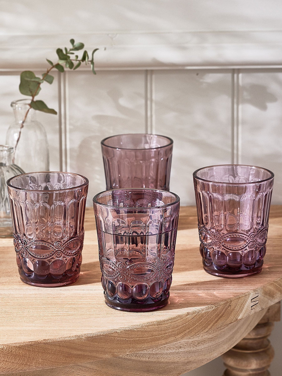 Dibor rosa Aurielle pregede tumblerglass 4-pakning, importert fra Storbritannia