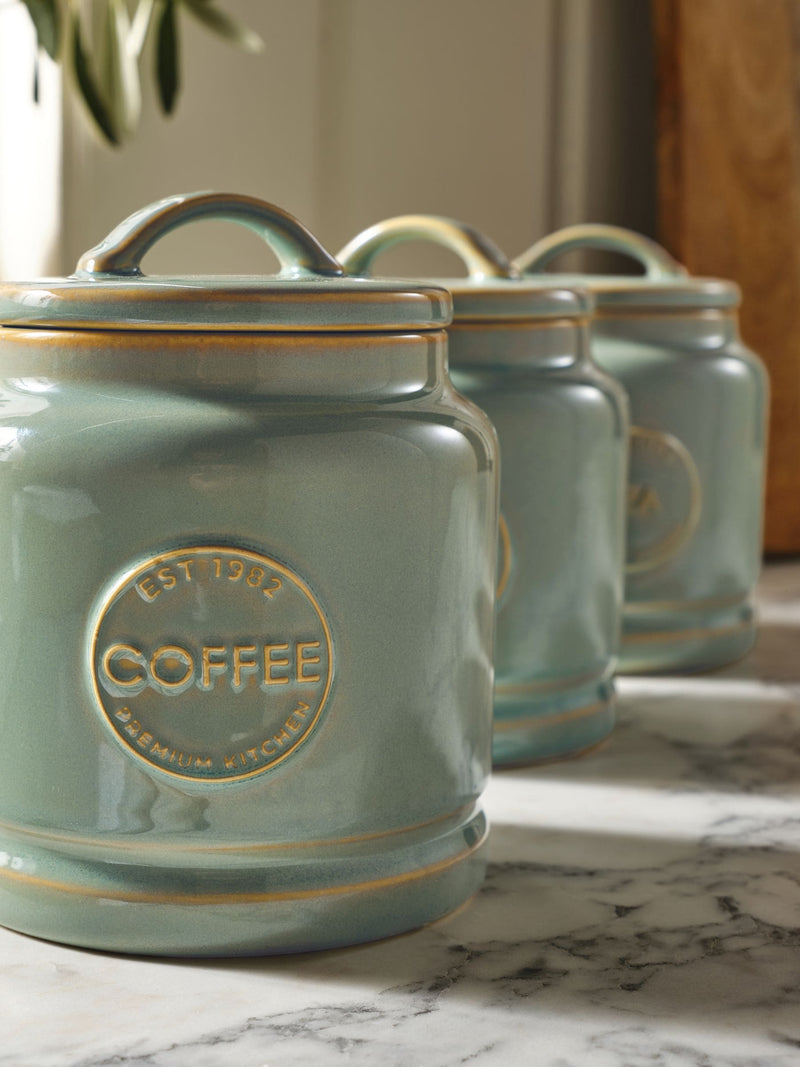 sage green storage jars set of 3 (British brand)