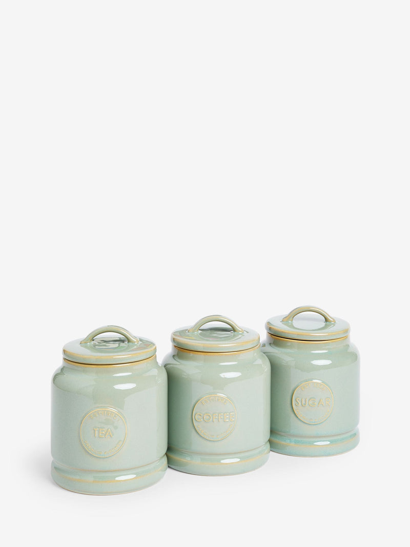 sage green storage jars set of 3 (British brand)