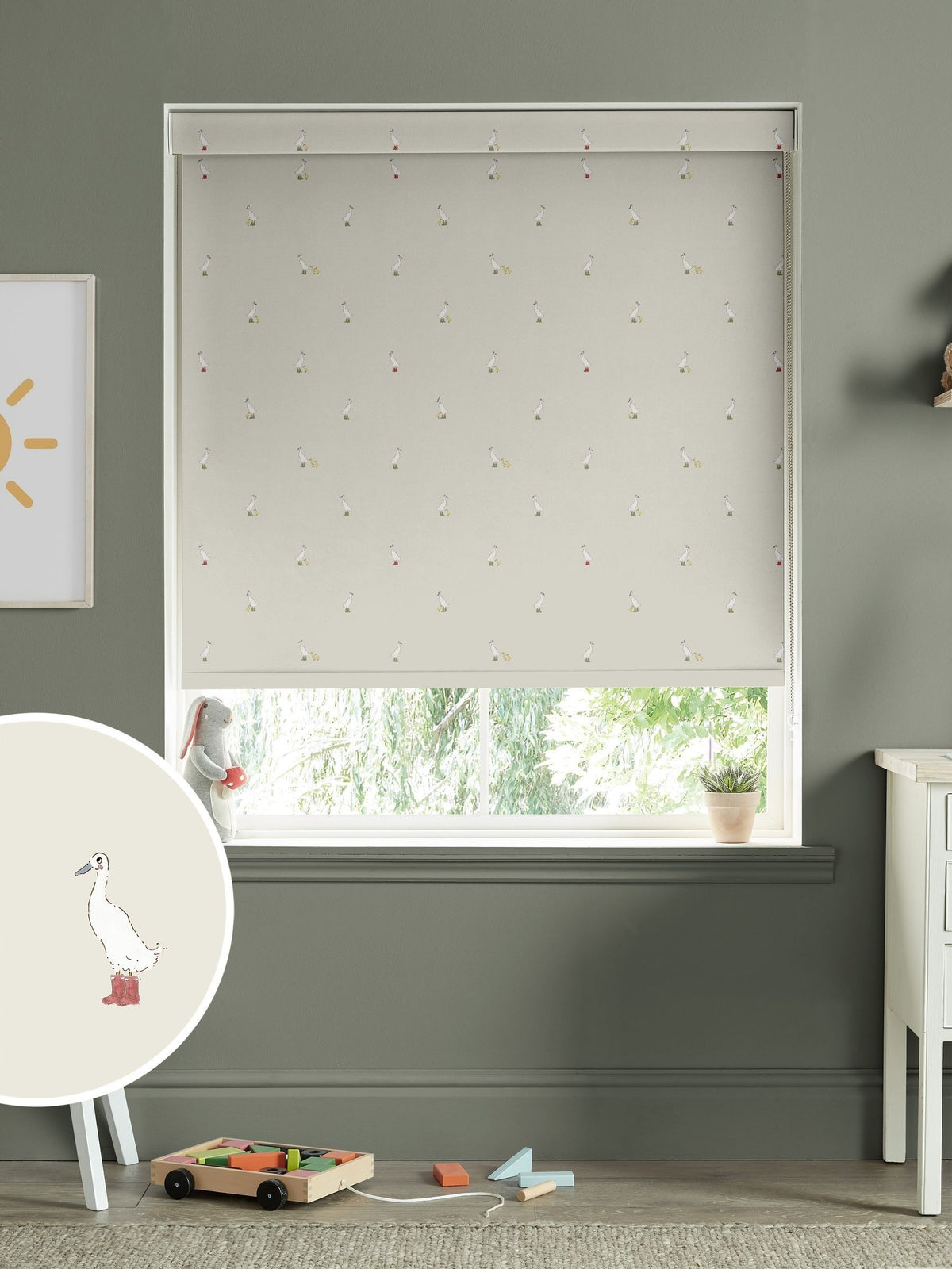 Sophie Allport roller blind runner duck design - British product