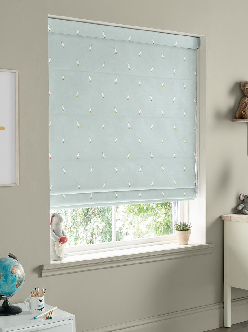 Sophie Allport blue running ducks roman blind 100% cotton, UK version