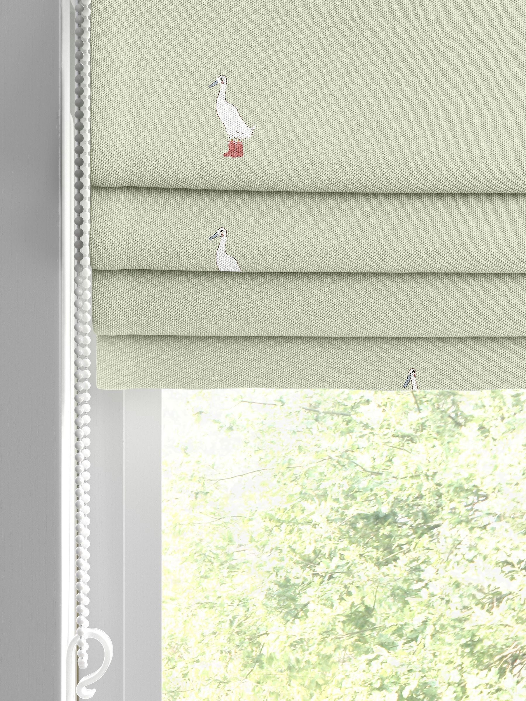 Sophie Allport Roman blind sage green running ducks - British product