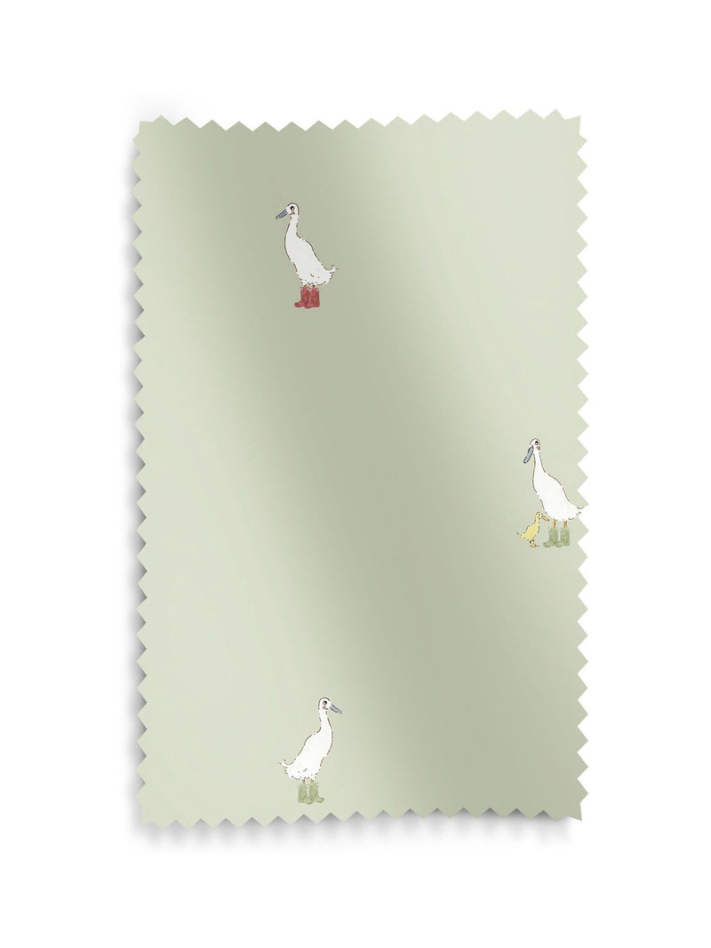 Sophie Allport Roman blind sage green running ducks - British product