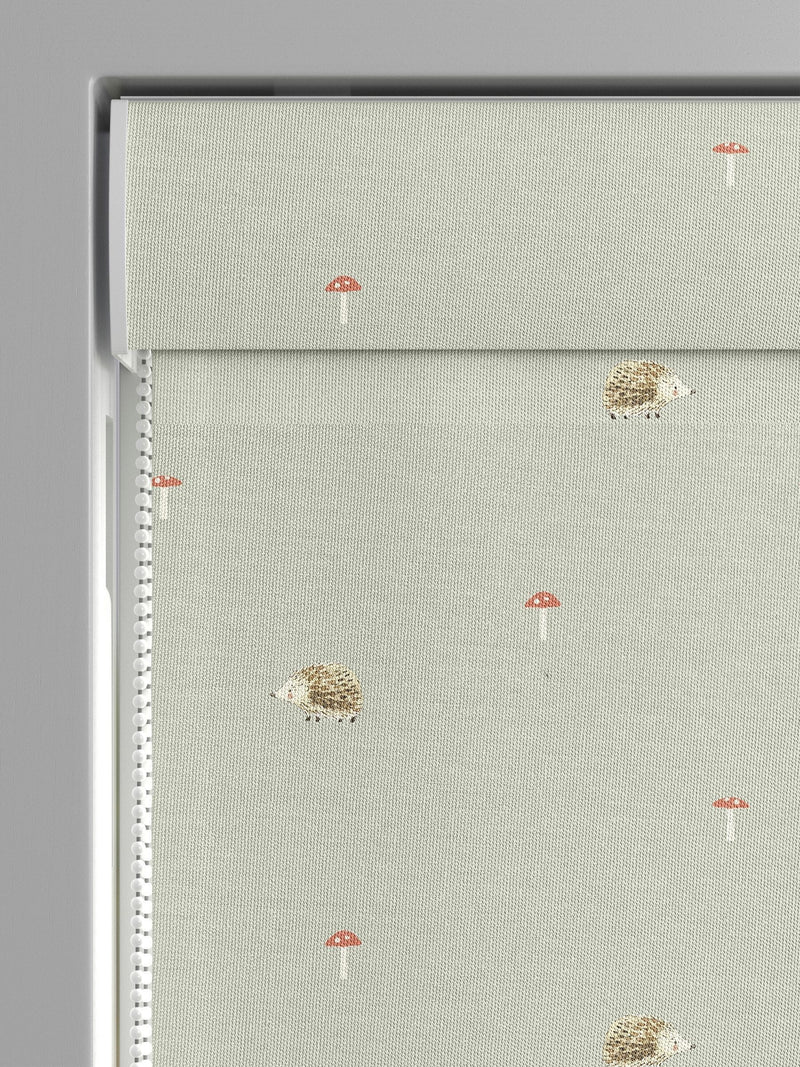 Sophie Allport sage green woodland hedgehog Roman blind - British product